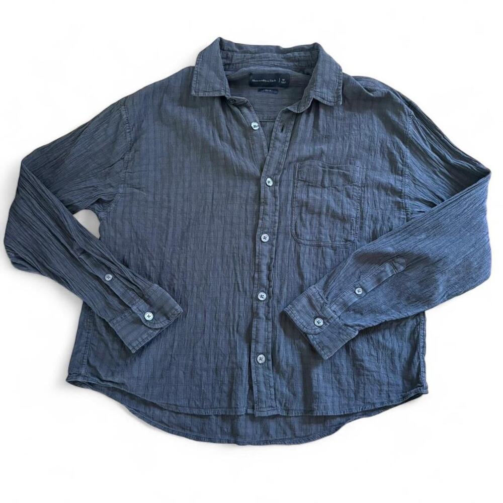 Abercrombie Fitch Y2K Dark Gray Cotton Button Up Oversized Shirt Grunge NYC M